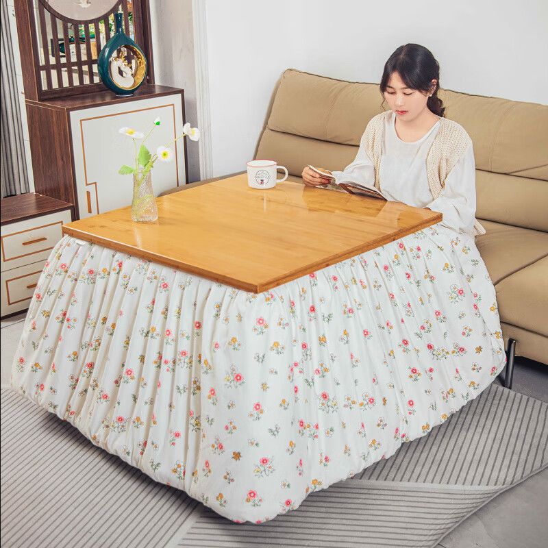 迈途森烤火桌子家用实木可折叠冬季多功能取暖炕桌80加大正方形烤火架子 带调温炉【可拆洗脱胆被】70原色