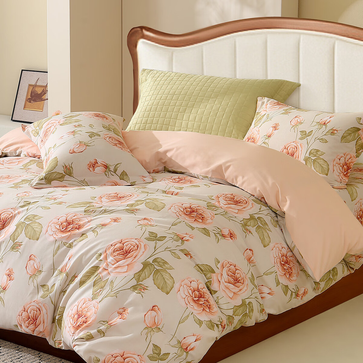 水星家纺被套单件 100%纯棉 阳光全棉舒适面料 居家宿舍被罩床上用品 【100%棉&不易褪色】被套-花倾颜 150cm×210cm