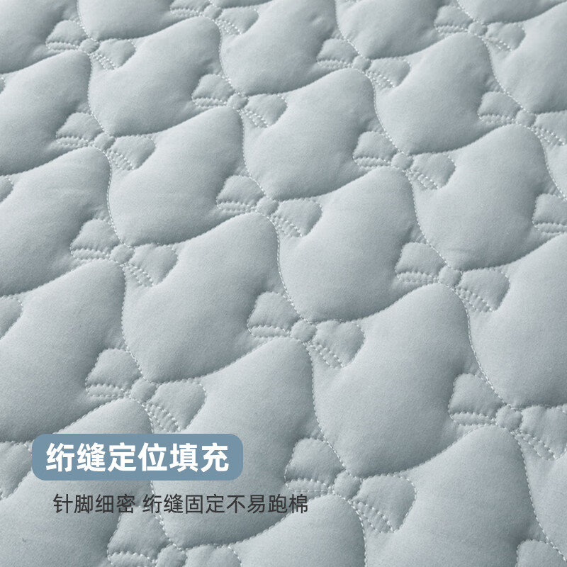 雅鹿加厚夹棉床笠防尘绗缝床罩三件套隔脏床盖床垫保护套床上用品 蝴蝶结床笠-海青【蓬松柔软 四季通用】 150*200cm单床笠