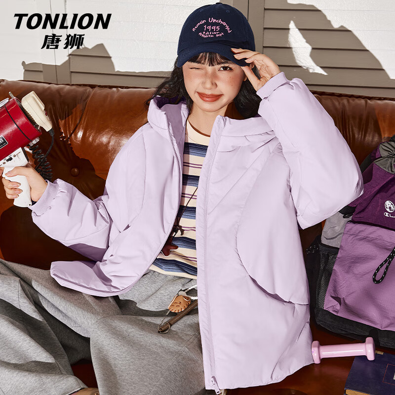 唐狮（TonLion）连帽棉服女装冬季2025年新款防风保暖棉袄子潮流加厚面包服外套女