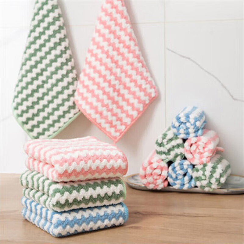 【甄选厂家】抹布洗碗布厨房家务清洁布毛巾擦桌子吸水抹布易清洗 阳离子抹布-5条装(颜色随机)