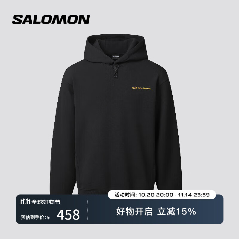 萨洛蒙(Salomon)男款 户外运动舒适柔软保暖休闲穿搭连帽卫衣 LINK SWEAT HOODIE 黑色 C25725 L