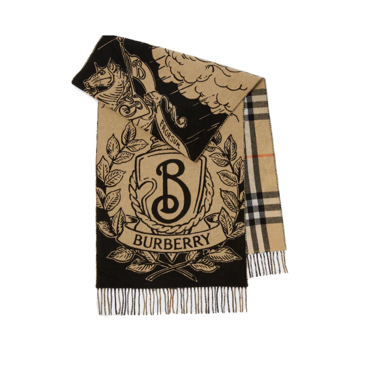 博柏利（BURBERRY）男女款双面两用风暴骑士图案羊绒围巾 81093741