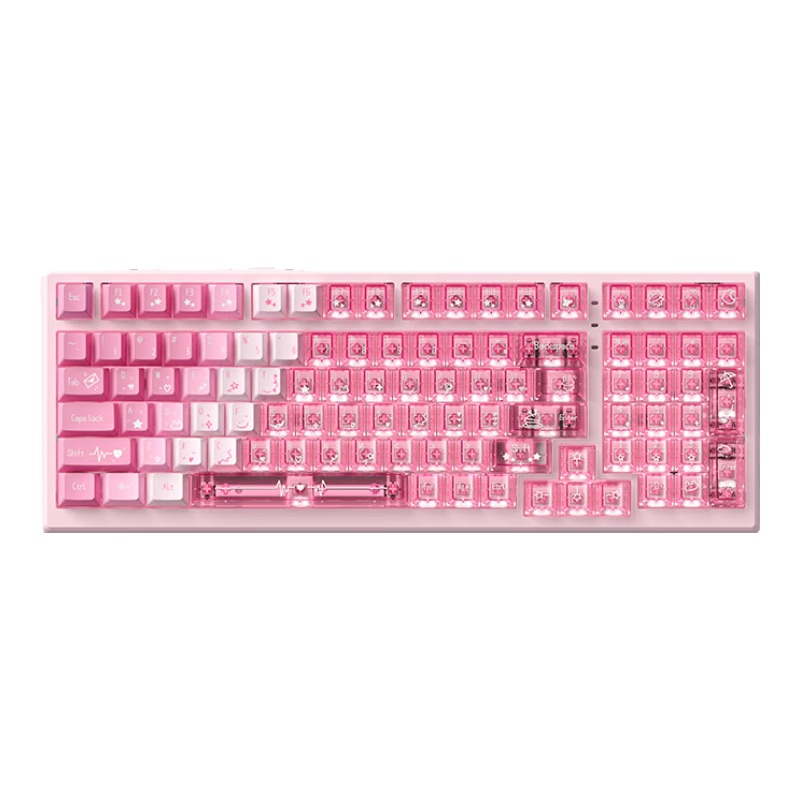 新盟X98Ultra無線機械鍵盤有線/藍牙/2.4G三?？椭苹o音水蜜桃軸gasket全鍵熱插拔電競游戲辦公筆記本 草莓心跳-三模-水蜜桃V3軸-12000毫安 99