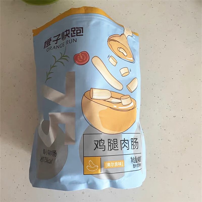 橙子快跑雞腿肉腸散裝即食雞肉腸高蛋白食品健身口解饞肉腸零食 燒烤味400g(內含8根)