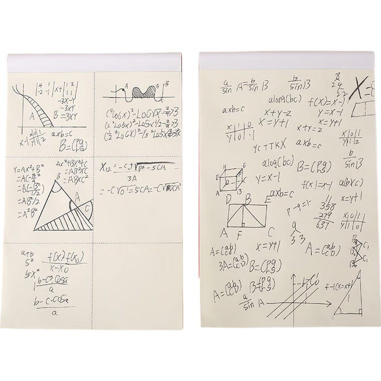 800页学霸草稿纸加厚分区可撕考研励志文字草稿本空白纸张学生用数学运算打草演算练习验算批发 空白款【每本100张200页】 1本装
