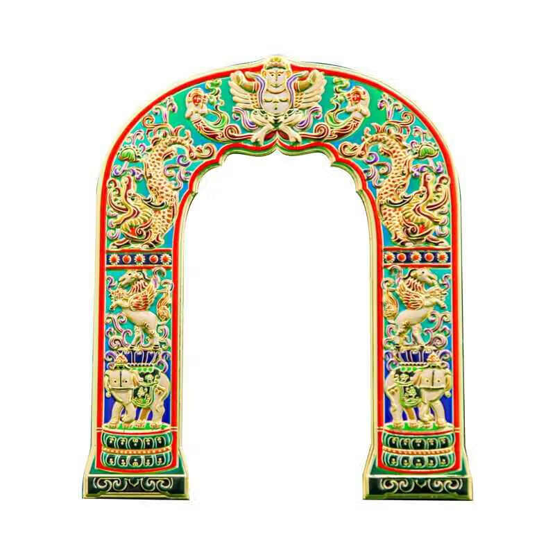 琉璃冰箱贴纪念品南京报恩寺拱门装饰大创金博物馆旅游文创 冰箱贴–琉璃拱门(金属款)卡纸装