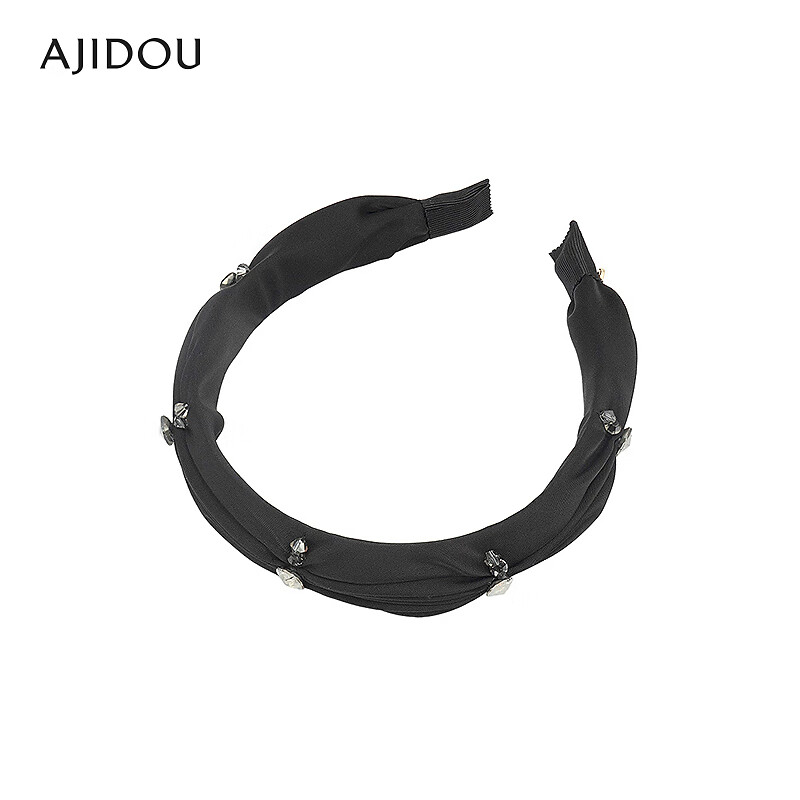 AJIDOU阿吉豆发饰女款黑色时尚头箍织物发饰高颅顶发箍新年跨年礼物 织物+仿水晶 1个