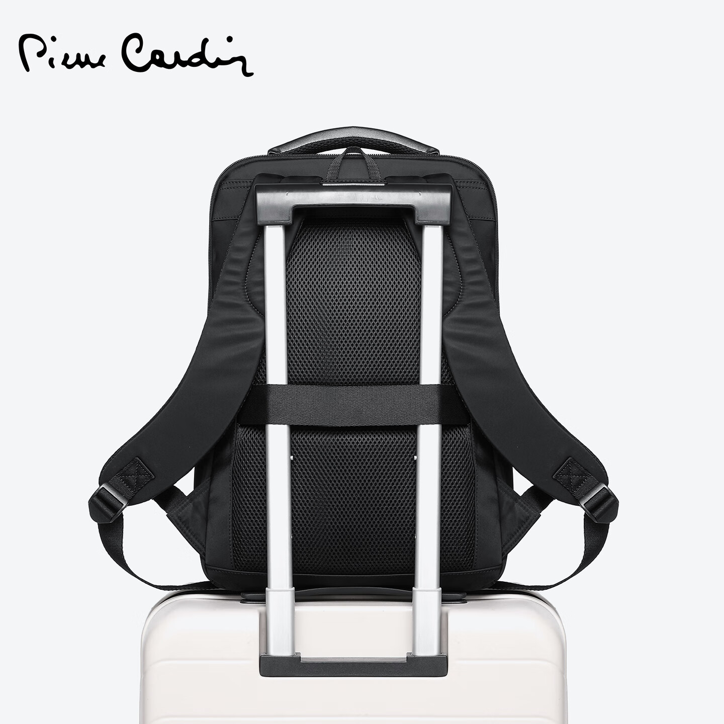 皮尔卡丹（pierre cardin）男包新款双肩包男商务出差旅行轻便电脑包背包男士大容量书包通勤 黑色【可放下15.6寸笔记本电脑】 长30高45厚度14厘米