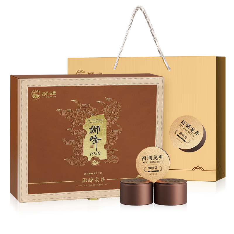 狮峰牌2025年新茶上市 绿茶西湖龙井茶叶大观2号明前特级精品100g礼盒