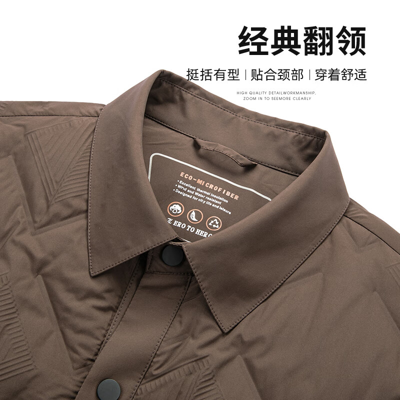 SHANSHAN杉杉羽绒服男2025冬季商务经典男士简约翻领羽绒长袖外套真口袋 咖啡色 2XL 185