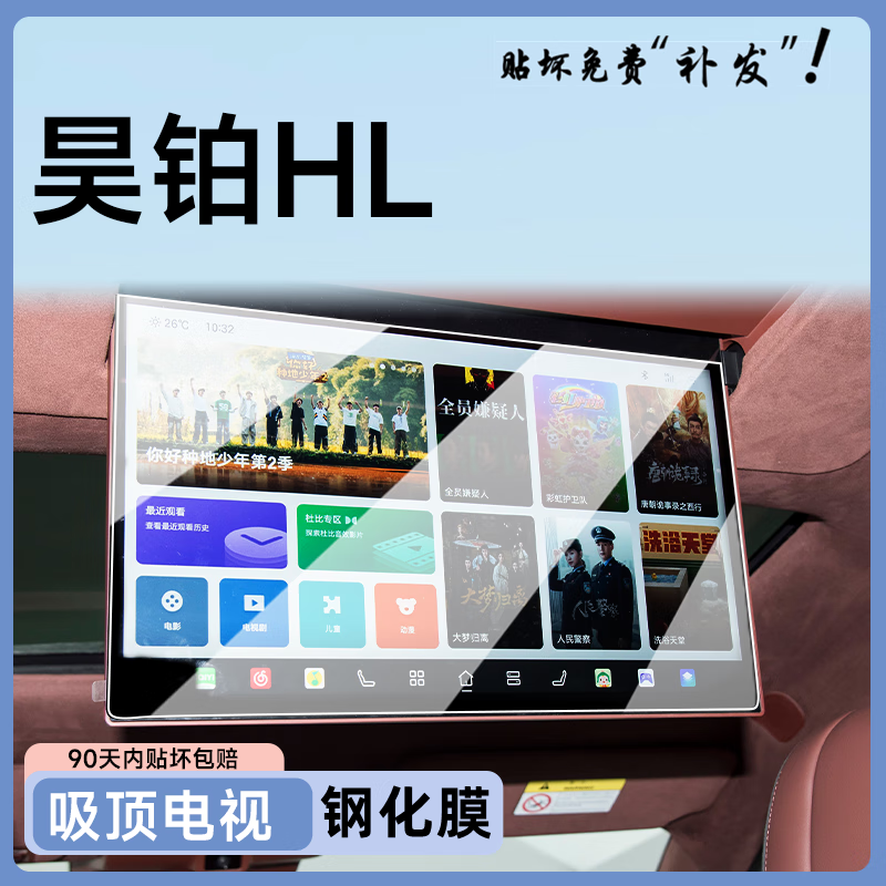 路透仕（LUTOUSHI）25款广汽埃安昊铂HL中控屏幕钢化膜导航贴膜汽车内饰用品改装配件 昊铂HL【导航+仪表+后排电视+后扶手2片】钢化膜 磨砂【防反光】