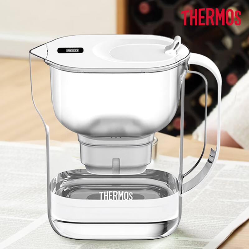 膳魔师净水壶 滤水壶 家用过滤器 净水器 4.5L大容量 自来水过滤器 滤水器 矿物质水过滤壶 1壶1芯装 晨曦白1壶1芯
