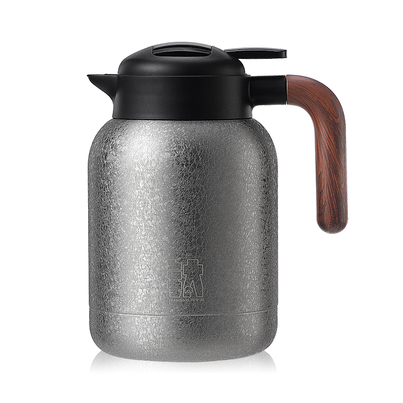 琪虎保温壶纯钛温显壶户外大容量闷泡茶全钛家用桌面壶1500ml 银色