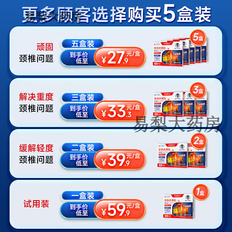 市野医生筋骨疼痛贴颈椎贴关节富贵包肩周炎酸肿胀颈椎病酸麻肿胀贴膏 2盒改善装轻度颈椎疼痛
