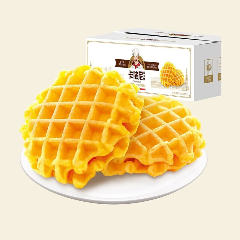 回頭客卡儂尼華夫餅500g格子餅整箱下午茶點(diǎn)心面包營(yíng)養(yǎng)早餐蛋糕 卡儂尼華夫餅 500g/箱