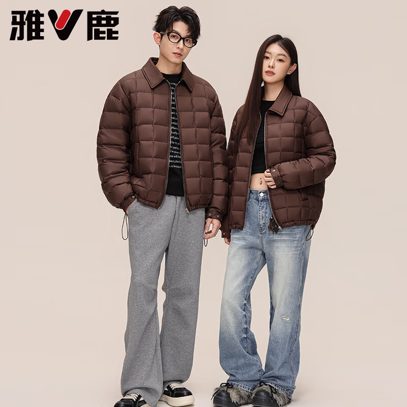 雅鹿衬衫领轻薄羽绒服男2025新款情侣翻领轻暖时尚百搭90鸭绒保暖外套 黑色 2XL /185【推荐160-180斤】