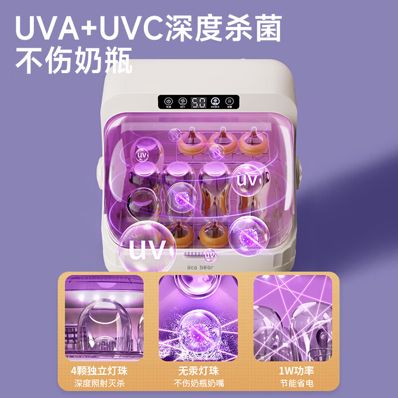 阳小蜜婴儿奶瓶消毒柜烘干紫外线一体机小型新生儿宝宝专用 旗舰款 不锈钢底盘 20L 紫外线消毒