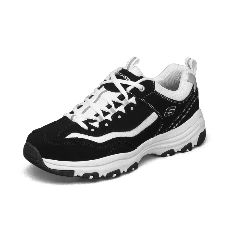 斯凯奇（Skechers）奥利奥熊猫鞋丨老爹鞋女经典黑白复古春夏轻便潮流增高运动休闲鞋 【男款】黑色/白色-BKW 42