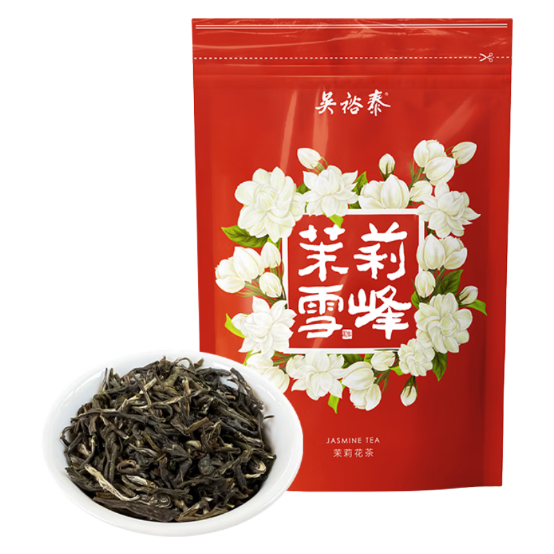 吴裕泰 茉莉花茶 茉莉雪峰 浓香型 50g 七窨芽叶醇香 袋装