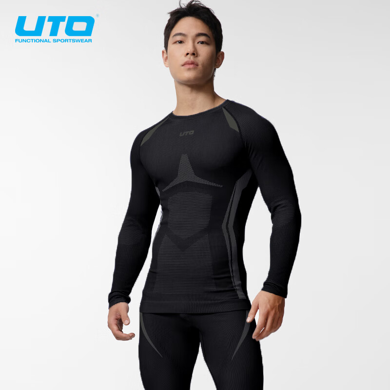 悠途（UTO） 冬季滑雪速干衣男女保暖透气跑步登山内衣無界单导速干套装 经典黑（男） 2XL