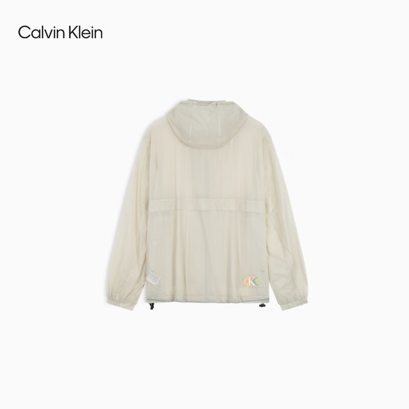 Calvin KleinJeans【户外防晒】秋季男士简约ck印花休闲运动连帽轻薄外套 ACF-米色 L