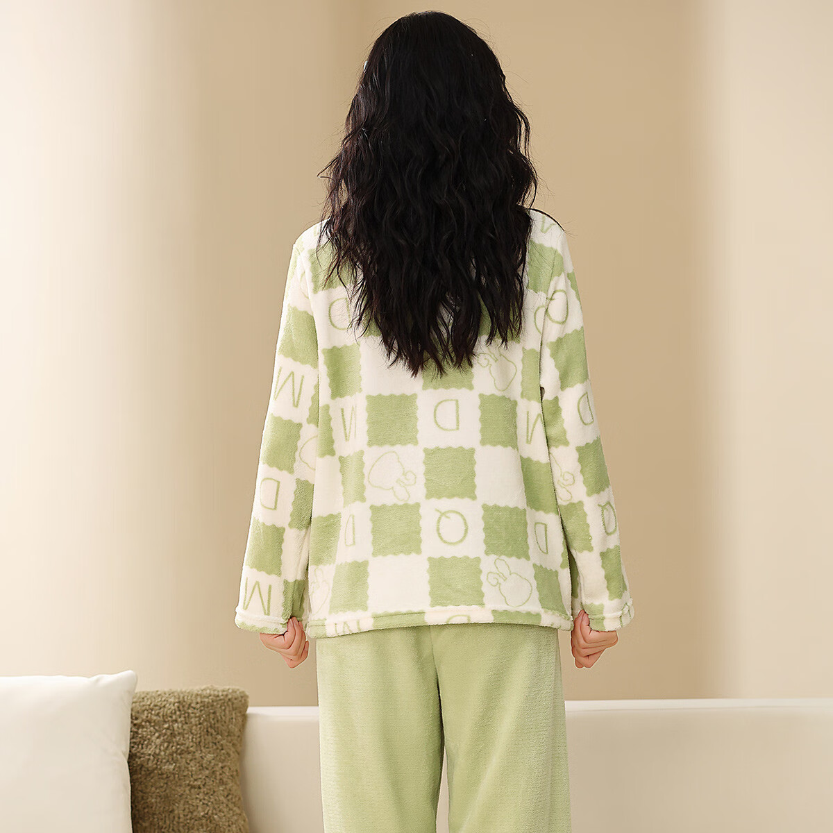 香蜜闺秀GOSO睡衣女肤暖绒秋冬可外穿柔软舒适家居服套装女【商城同款】 浅绿 L