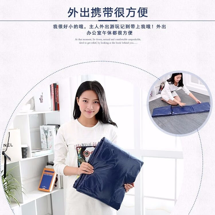舒士奇家用充气床垫双人户外便携气垫床单人气床午休折叠床旅行床午休床 长200宽180高22(蓝色家用电泵套餐)