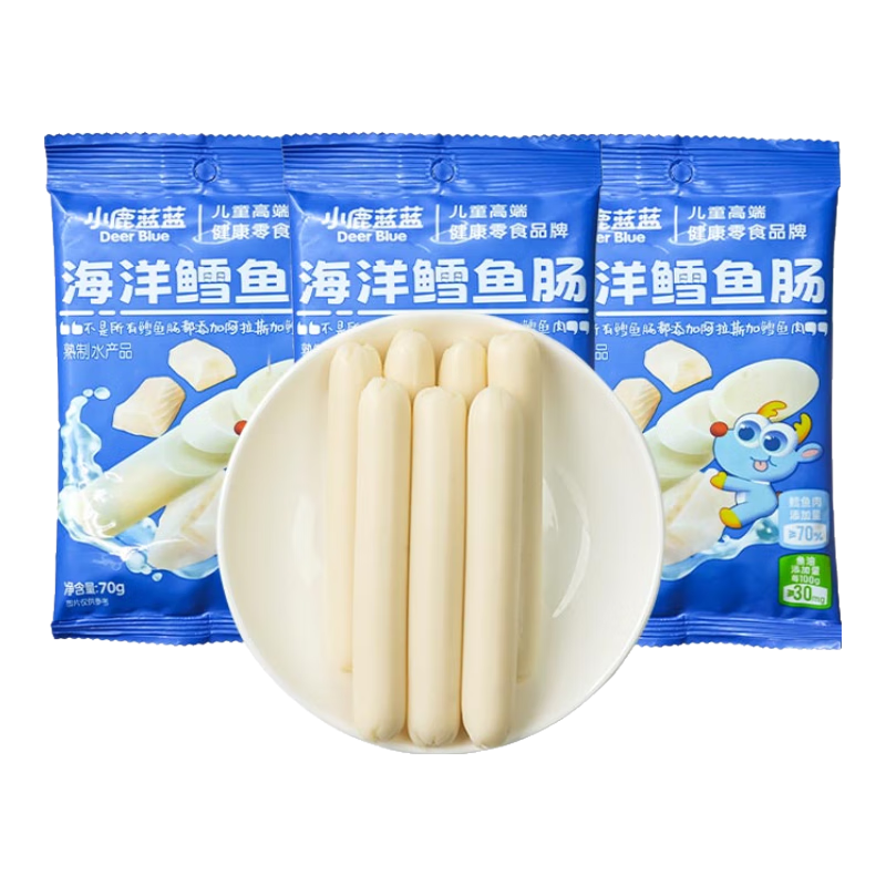 小鹿蓝蓝海洋鳕鱼肠宝宝零食儿童营养高蛋白休闲零食健康即食 海洋鳕鱼肠【包装升级3袋装】