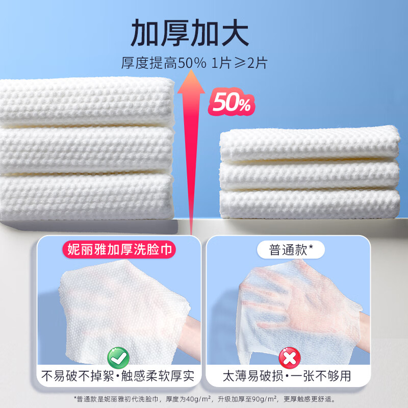 妮丽雅一次性超大卷洗脸巾纯棉抽取式加大加厚美容院专用棉柔化妆棉湿巾 厚款 600克 【1卷装】加大加厚款-珍珠纹