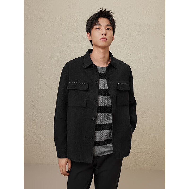 GXG男装低价多色多款休闲时尚大衣合集 GEX10625844黑色短款大衣 L