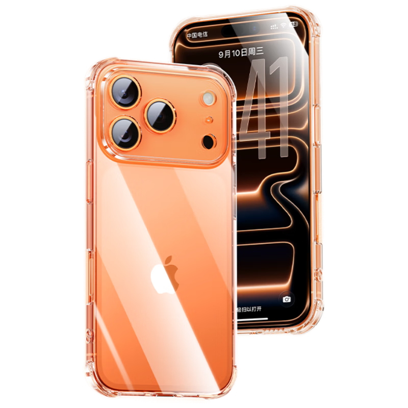 闪魔适用苹果17ProMax手机壳 iPhone17ProMax气囊防摔保护套超薄镜头全包透明软壳抗黄防磨男女同款