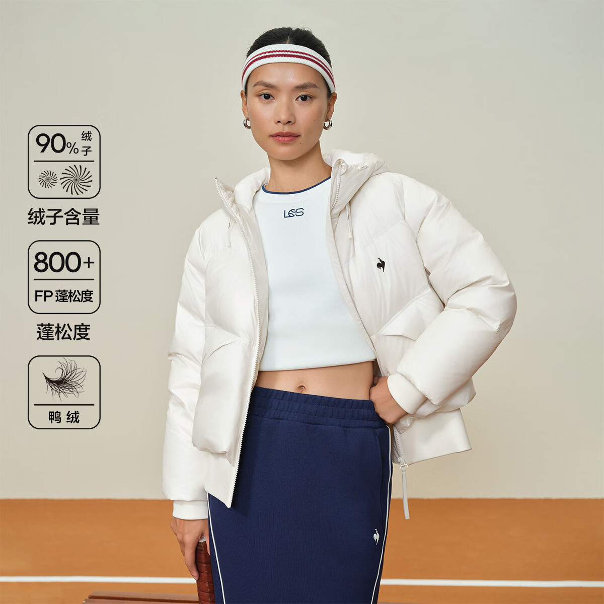 乐卡克法国公鸡2025年秋冬新品女款短羽绒服