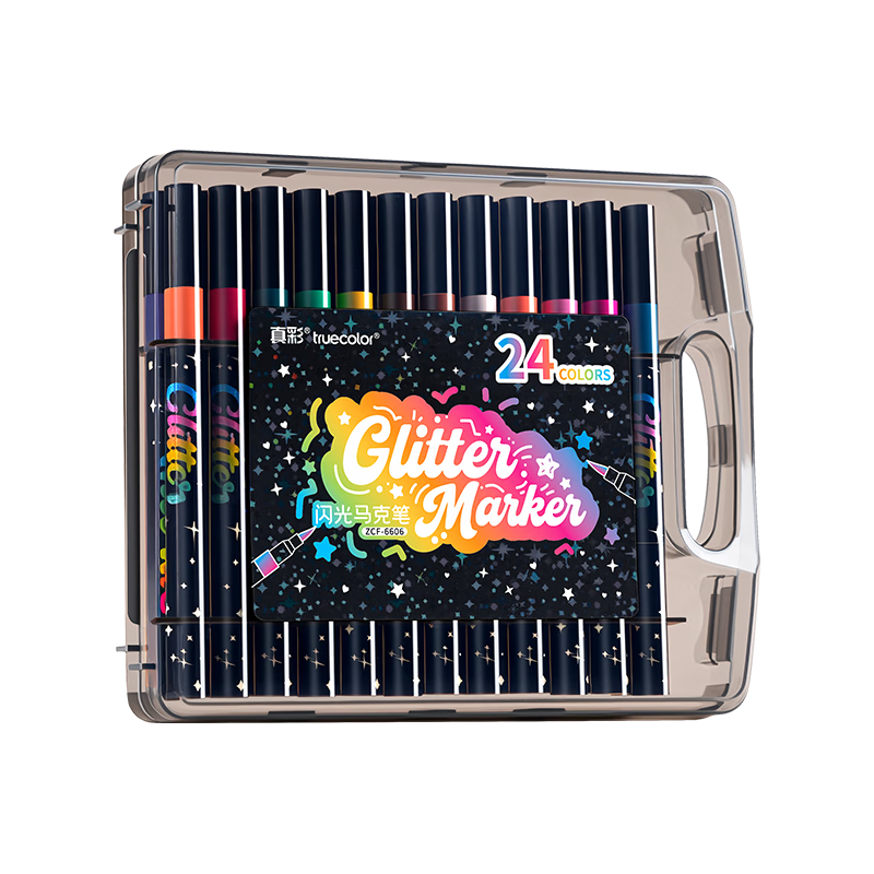 真彩（TRUECOLOR）24色閃光軟頭馬克筆小學生美術專用幼兒園畫畫不透色可疊色爆閃水性彩色筆涂鴉兒童圣誕節(jié)禮物6606