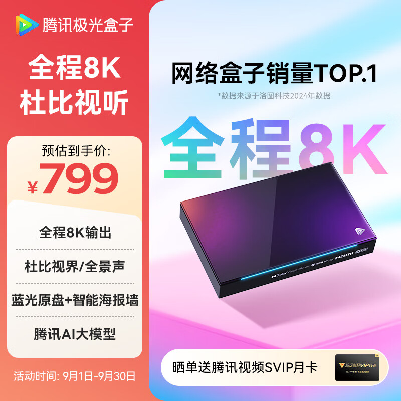 腾讯极光盒子5X 全程8K电视盒子 高清智能网络机顶盒 杜比视界/全景声蓝光云盘硬盘播放机 WiFi6无损音乐播放器
