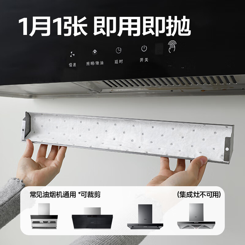 乐乐桉抽油烟机吸油棉条不沾油家用厨房专用防油贴纸油槽膜 1袋3片