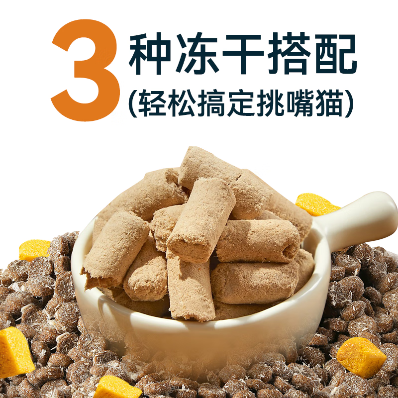牵趣全价冻干三拼乳鸽猫粮成幼猫高蛋白鸽肉营养全价宠物粮生骨肉冻干 新生产乳鸽猫粮1.5kg 2月龄以上
