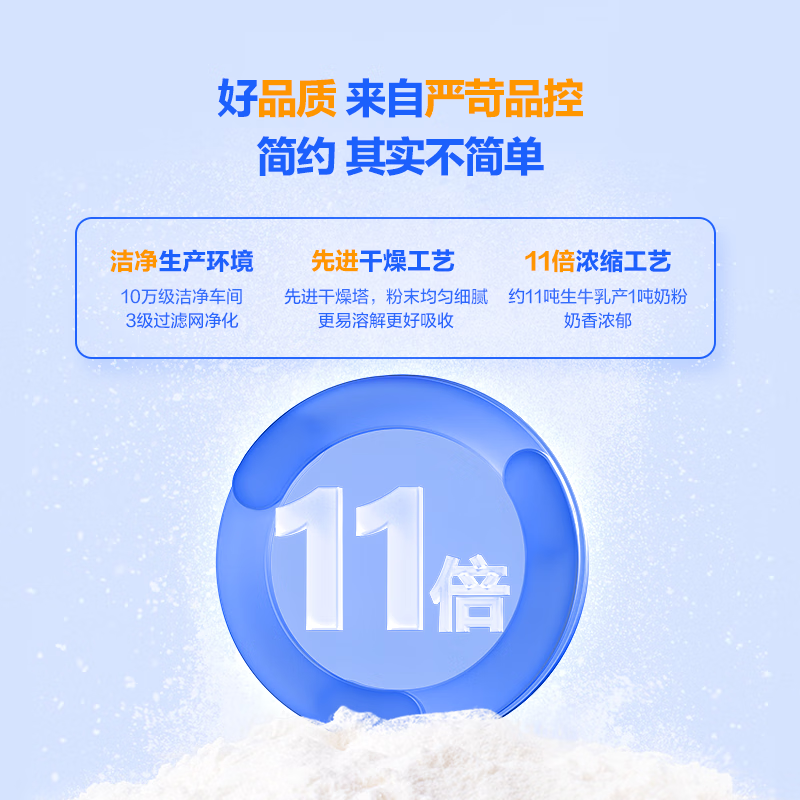 1号会员店 脱脂纯牛奶粉1kg (25g*40条) 中老年儿童高钙高蛋白减脂 3月产