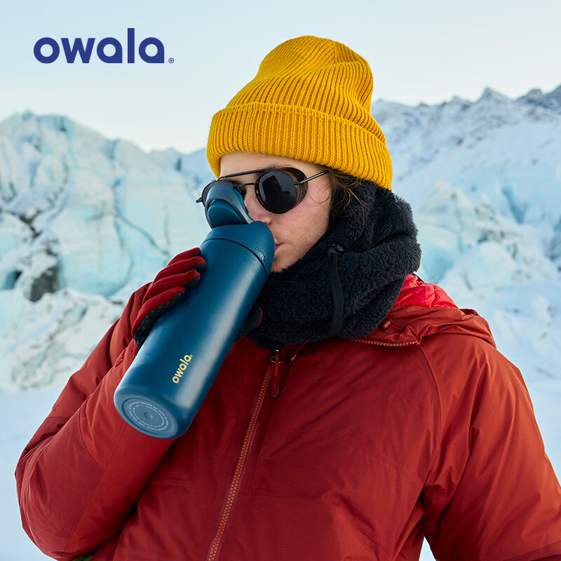 OwalaFreeSip随行杯一盖双饮大容量保温杯水杯礼品奖品伴手礼十大品牌 蓝色(Winter Nights) 710ML | 24-oz