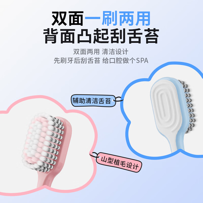 伊诺齿成人软毛凸面牙刷情侣款宽头软毛牙刷男女士通用山型刷头三重植毛 成人软毛图牙刷【3盒】 6支