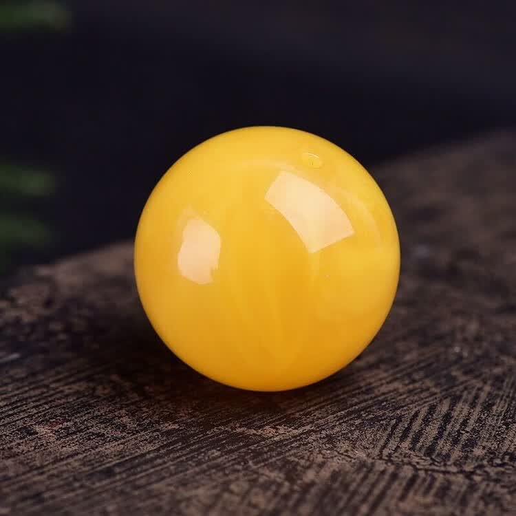 特玺天l然蜜蜡单珠散珠鸡油黄飘花老蜡单颗圆珠原矿树脂手 鸡油黄飘花约10mm【2颗】