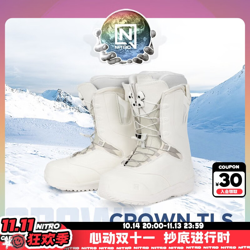 NITRO滑雪鞋CROWN限定款单板滑雪2526女款全能滑行公园平花单板雪鞋 CROWN限定白色 37 内长240mm