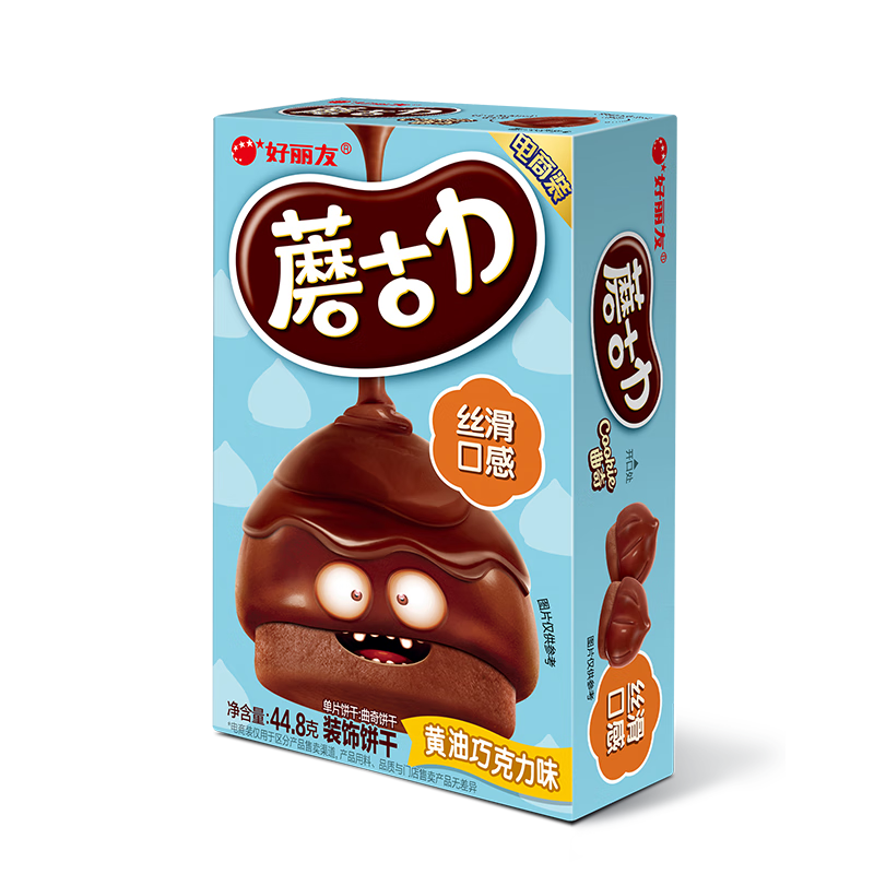 好丽友（ORION）好多鱼蘑古力饼干果滋果心糖果儿童休闲小零食宿舍办公室解馋零食 【蘑古力】黄油巧克力味44.8g