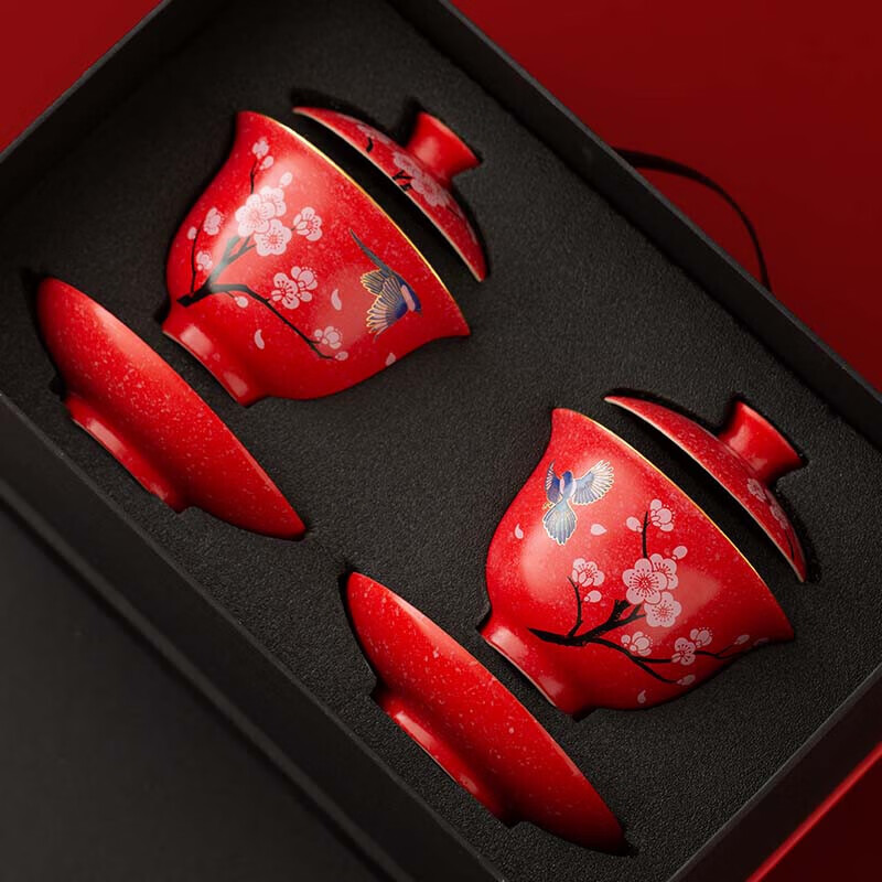 上新了文创 故宫喜上眉梢陶瓷盖碗 结婚敬茶茶杯新婚礼物送新人闺蜜