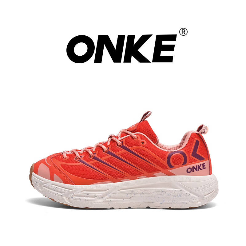 ONKE德国欧克男女款户外运动休闲鞋男鞋复古轻盈缓震情侣跑步鞋女鞋子 朱砂红 37