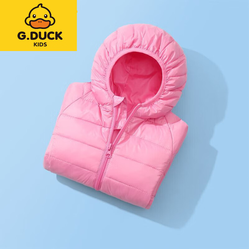 G.duck小黄鸭儿童羽绒服轻薄款男童女童中大小童宝宝童装外套秋冬新款 黑色 100