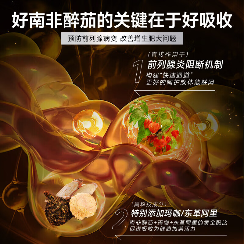 KOUND腺畅宁【前列腺炎】南非醉茄尿频尿急尿不尽赖夜尿多会阴氨酸 60粒*8瓶