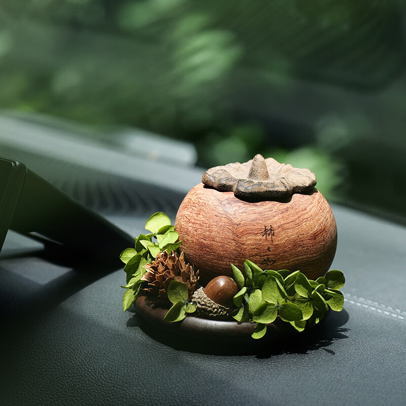 圖拉斯（TORRAS）柿柿如意車載香薰擴(kuò)香器汽車內(nèi)飾柿子裝飾中控臺事事如意擺件禮品 柿柿如意-擺件_送精油 木質(zhì)調(diào)