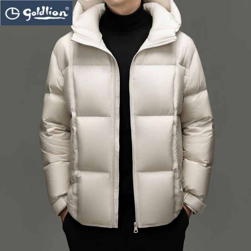 GOLDLION G+金利来25年冬季新款休闲泡芙羽绒服男式90鸭绒防寒保暖外套连帽服 紫色 4XL 195