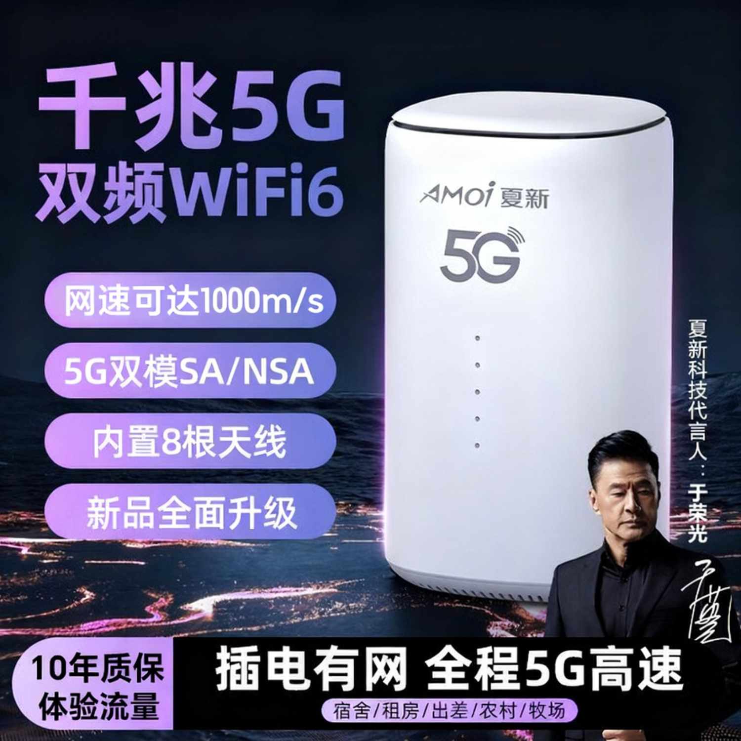 夏新5g随身wifi6移动无线cpe路由器免插卡无限流量2025款宽带上网千兆双频十大排名户外直播办公车载 【5G标准旗舰版】